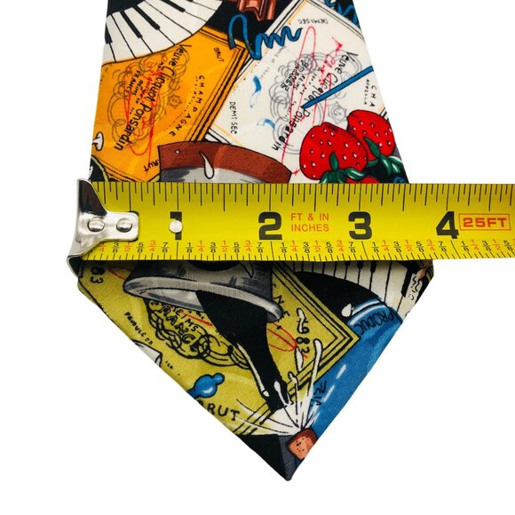 Vtg 90s Collectible Nicole Miller Vintage Silk Tie Cabaret Wine Caviar Cancan - Picture 9 of 9